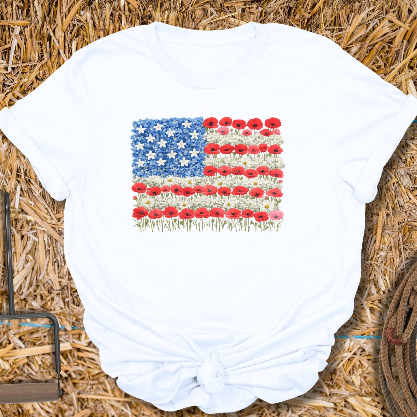Printify T-Shirt White / S Flower Flag Tee