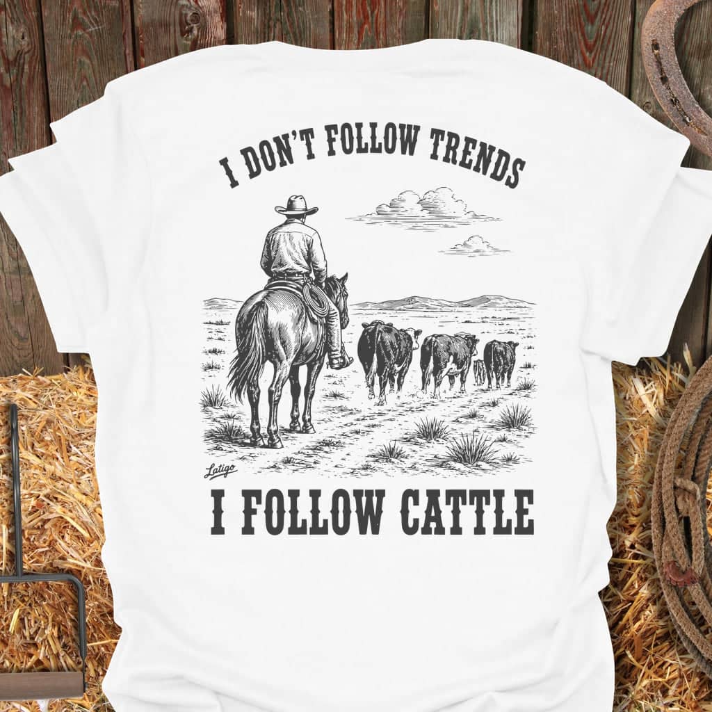 Printify T-Shirt White / S Follow Cattle Tee