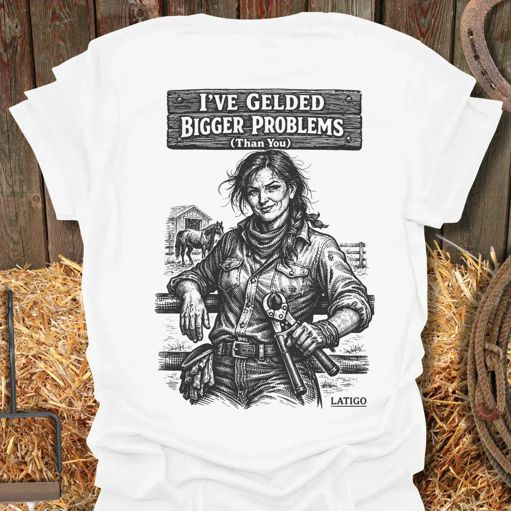 Printify T-Shirt White / S Gelded Problems Tee