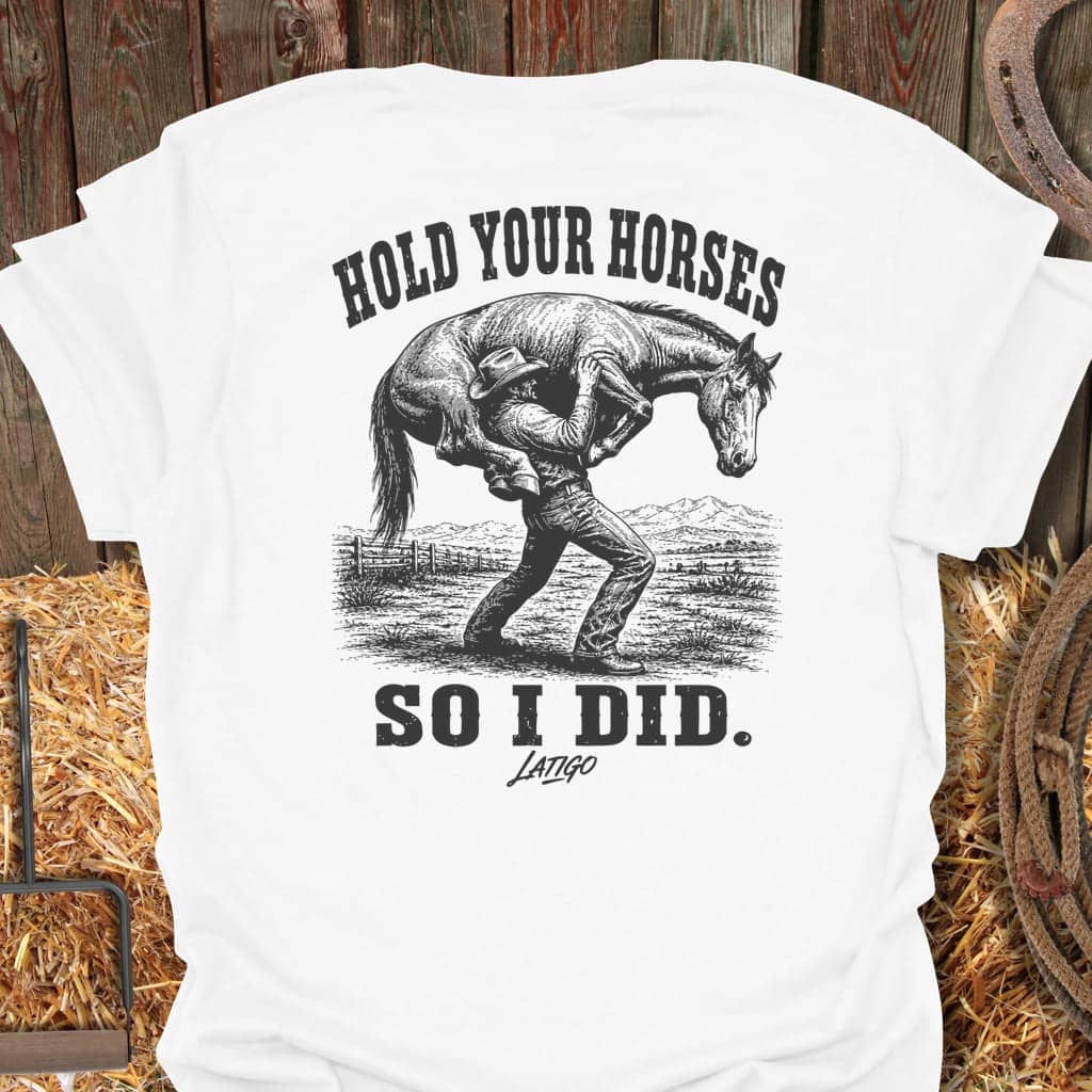 Printify T-Shirt White / S Hold Your Horses Tee