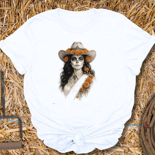 Printify T-Shirt White / S Marigold Muerta Tee