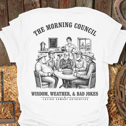 Printify T-Shirt White / S Morning Council Tee