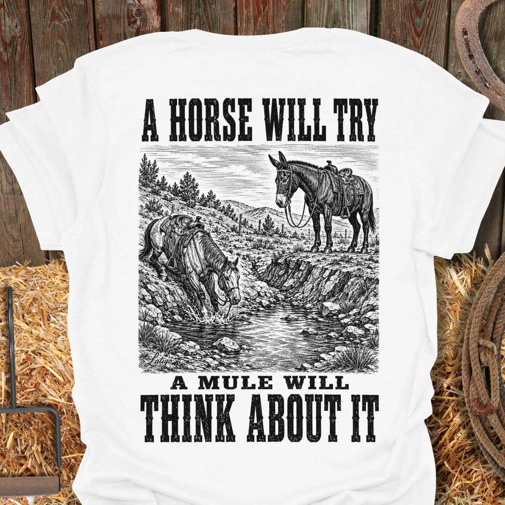 Printify T-Shirt White / S Mule Will Think Tee