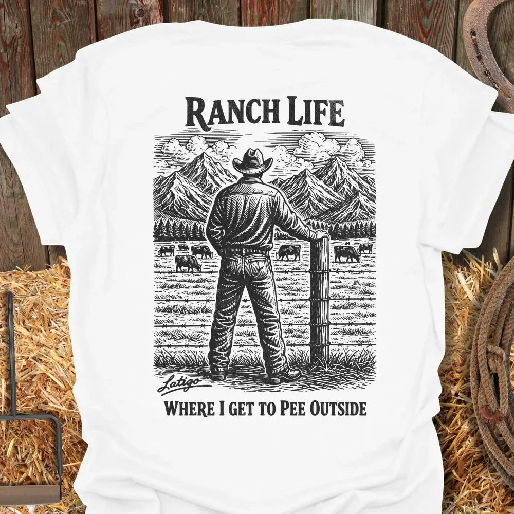 Printify T-Shirt White / S Pee Outside Tee