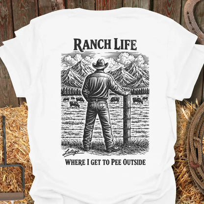 Printify T-Shirt White / S Pee Outside Tee