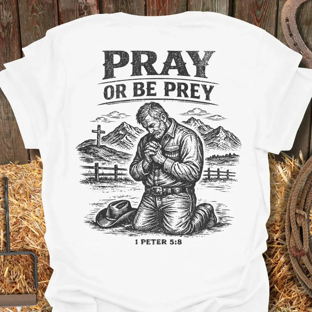 Printify T-Shirt White / S Pray Or Be Prey Tee