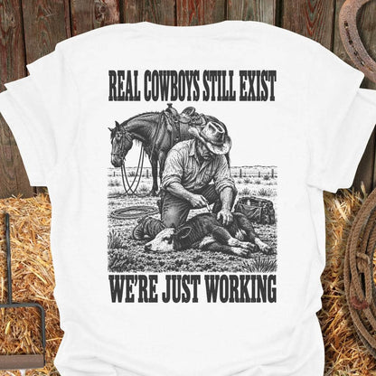Printify T-Shirt White / S Real Cowboys Tee