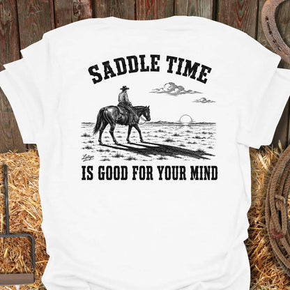Printify T-Shirt White / S Saddle Time Tee