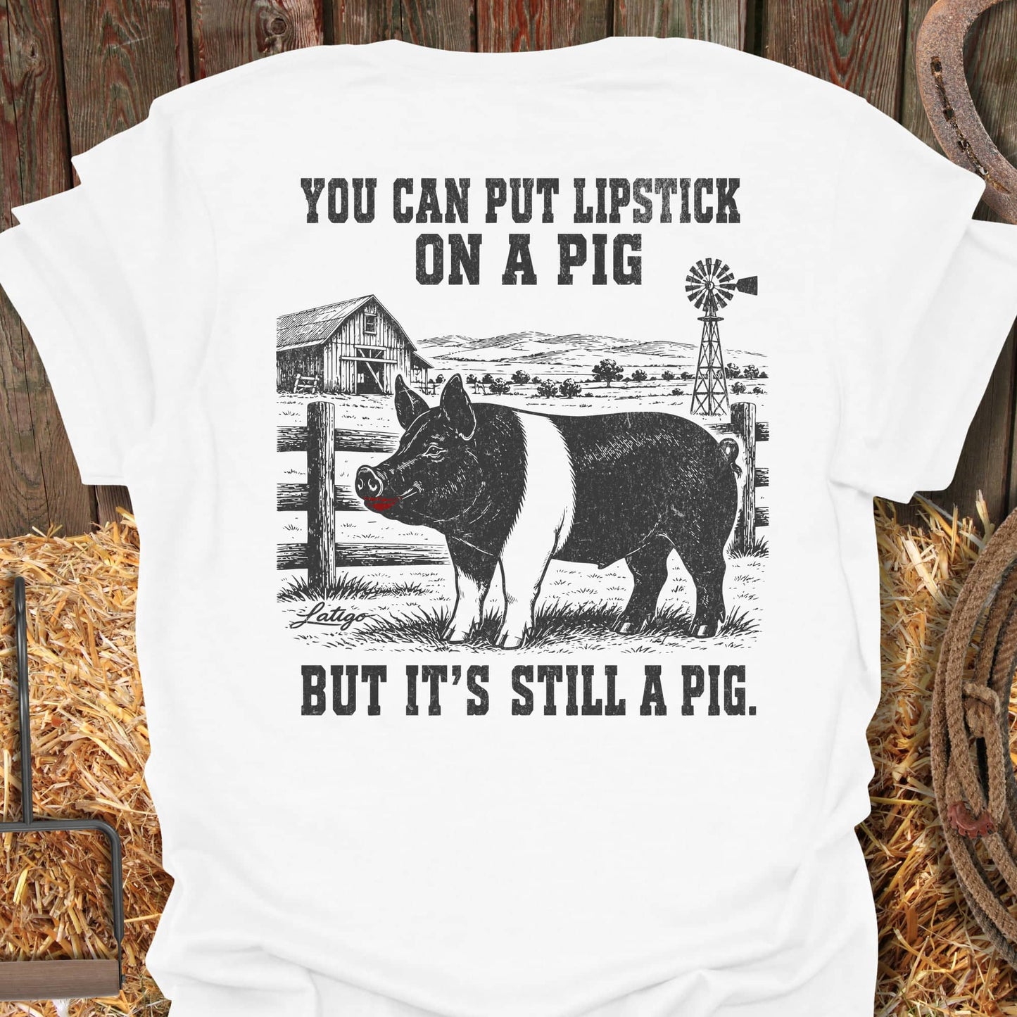 Printify T-Shirt White / S Still A Pig Tee